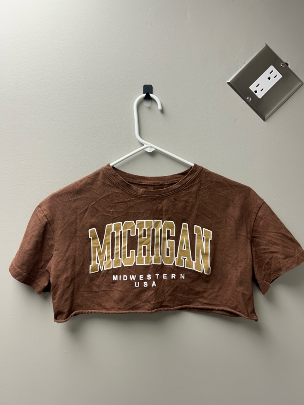 SHEIN Women’s Brown Cropped “Michigan” Tee